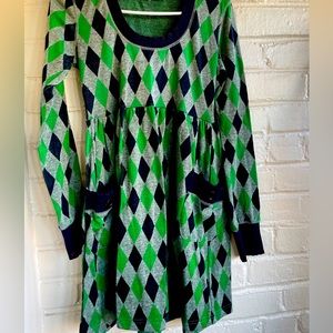 Vintage Argyle Babydoll Dress with front Pockets!  See listing for measurements.